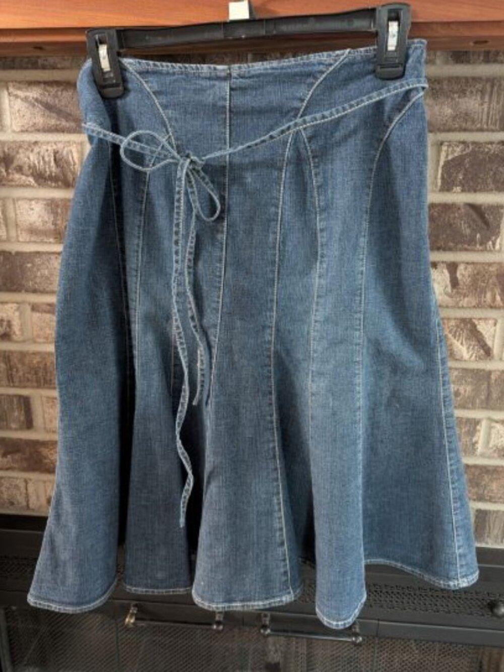 Live A Little Midi Denim Flare Skirt with Tie Belt Size 10P New with Tag